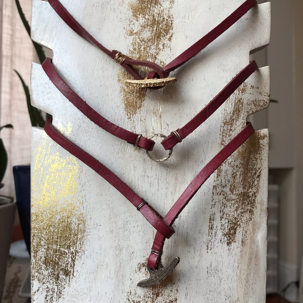Red leather and gold choker